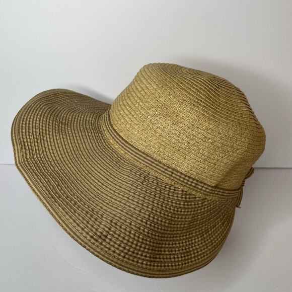 CAPPELLI Strawworld Women\'s Straw HAT with Striped Fabric Ribbon Detail BEIGE main image 12